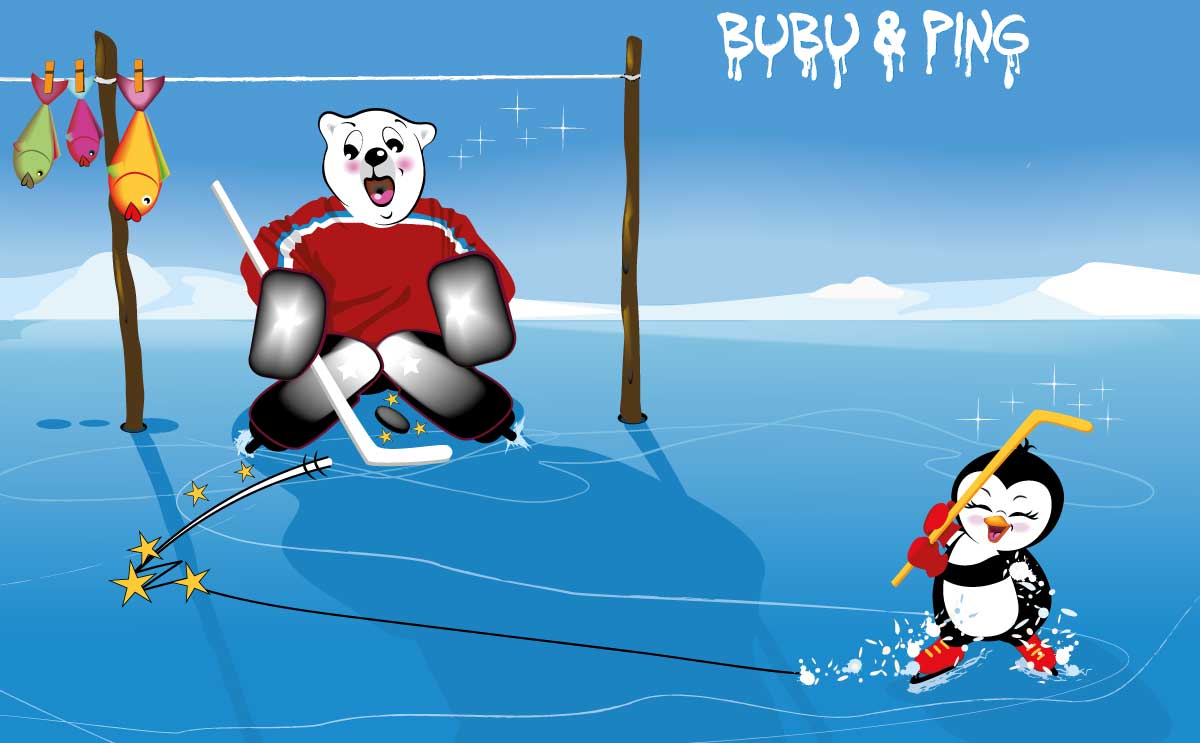 Makrenfiguren Eisbär und Pinguin Illustration