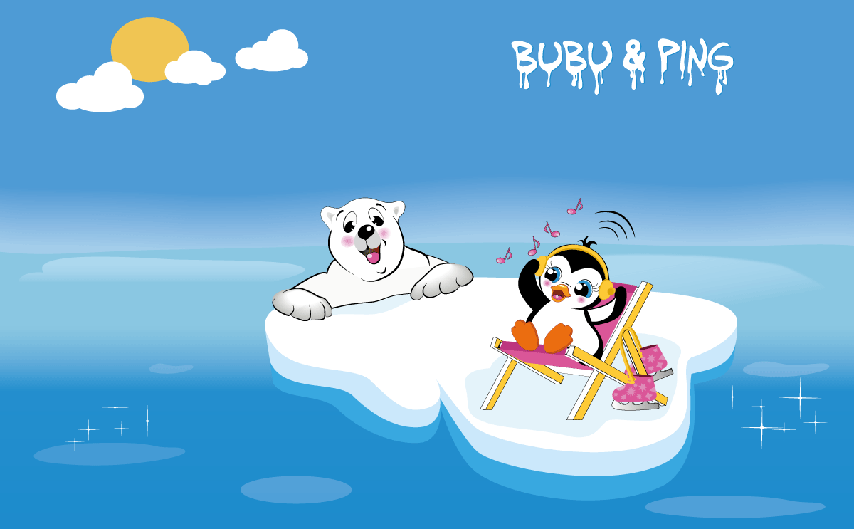 Markenfiguren, Illustration für Bärenland Like Ice Kunsteis Abenteuer für Kinder
